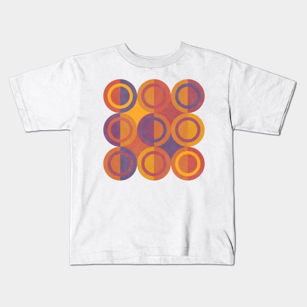 Geometric Shapes Purple Orange Circles Kids T-Shirt by FAROSSTUDIO